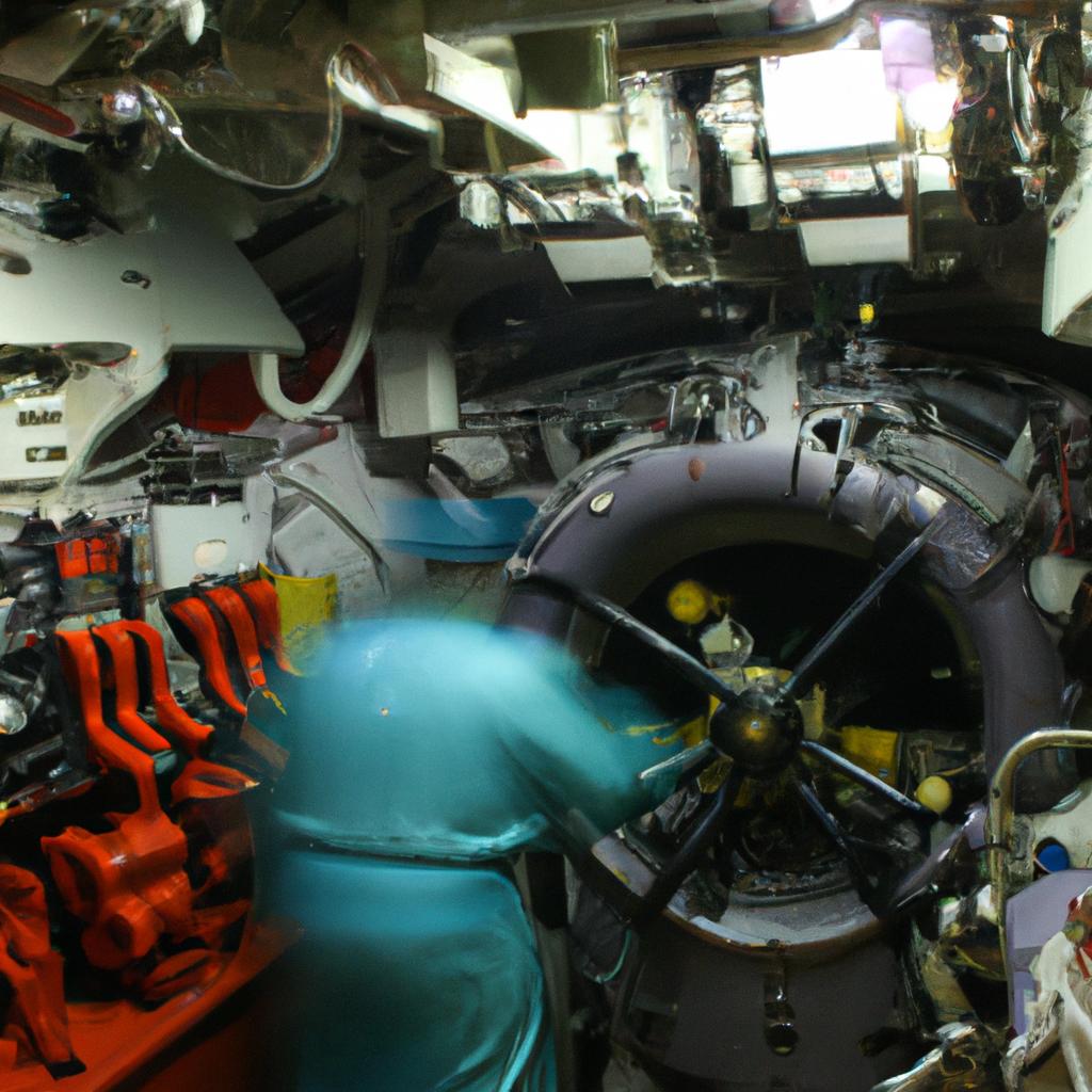 Person operating submarine propulsion system